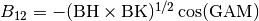 B_{12} = -(\text{BH}\times\text{BK})^{1/2} \cos(\text{GAM})